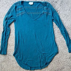 Embroidered Long Sleeve V-Neck